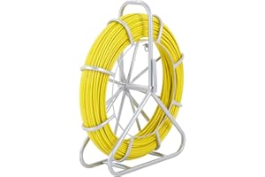 VEVOR Fiberglass Fish Tape 425 FT x 1/4 inch, Fish Tape Duct Rodder Puller with Durable Steel Stand, Non-Conductive Fishtape Wire Cable Running Rod for Walls, Floor and Electrical Conduit
