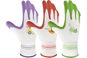 Velway 6 Pairs Gardening Gloves for Women - Breathable Rubber Coated Garden Work Gloves - Outdoor Protective Yard Gloves with Grip Gardening Gifts - Red & Purple & Green Medium