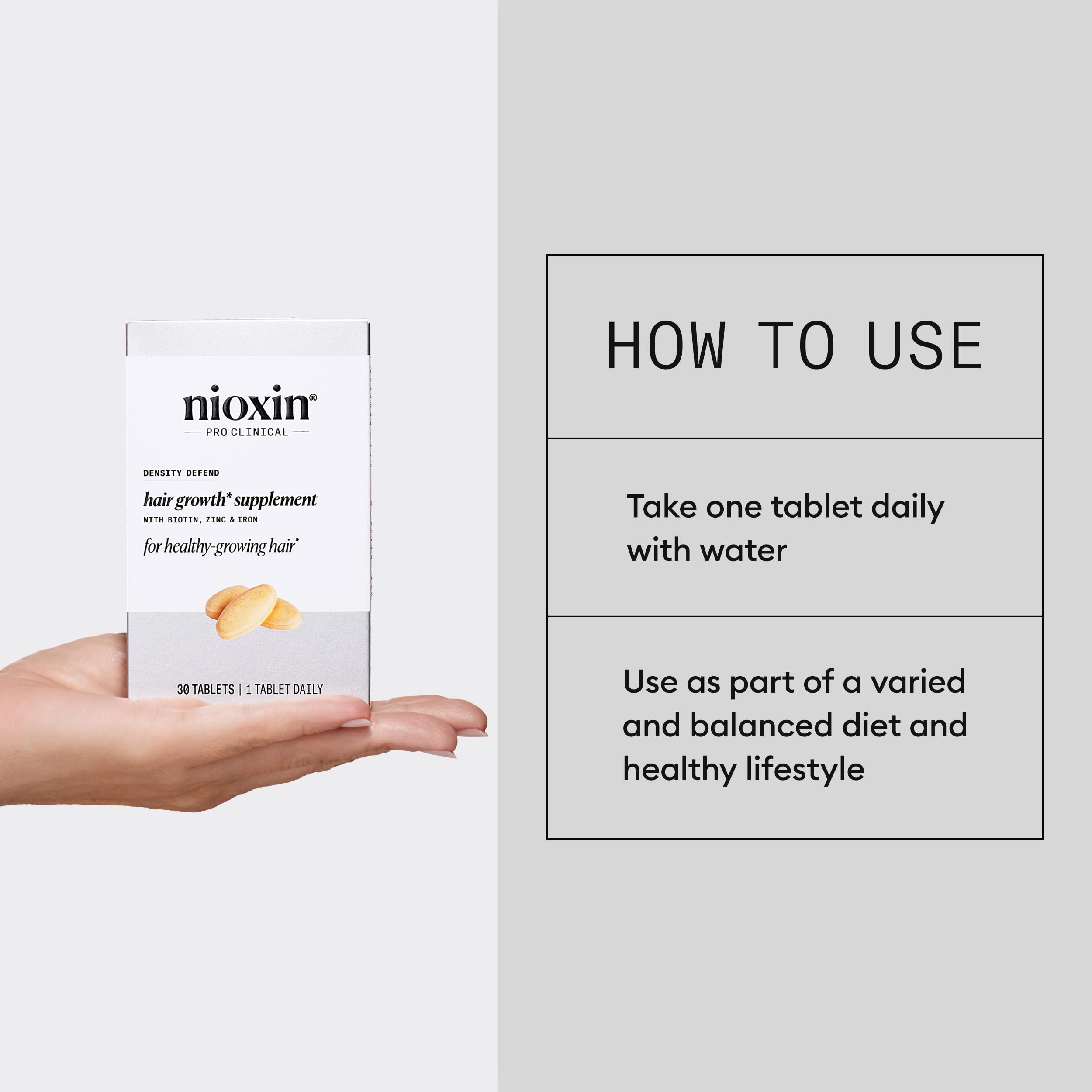 NIOXIN Density Defend Hair Growth Supplements | with Biotin, Zinc and Iron | for Hair Growth and Thickness | 30 Tablets