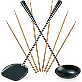 YOSUKATA Pre-Seasoned Wok Utensils Set - Blue Carbon Steel 17-inch Wok Spatula, Wok Ladle, 3 pairs Chopsticks - Durable Asian Cooking Tools