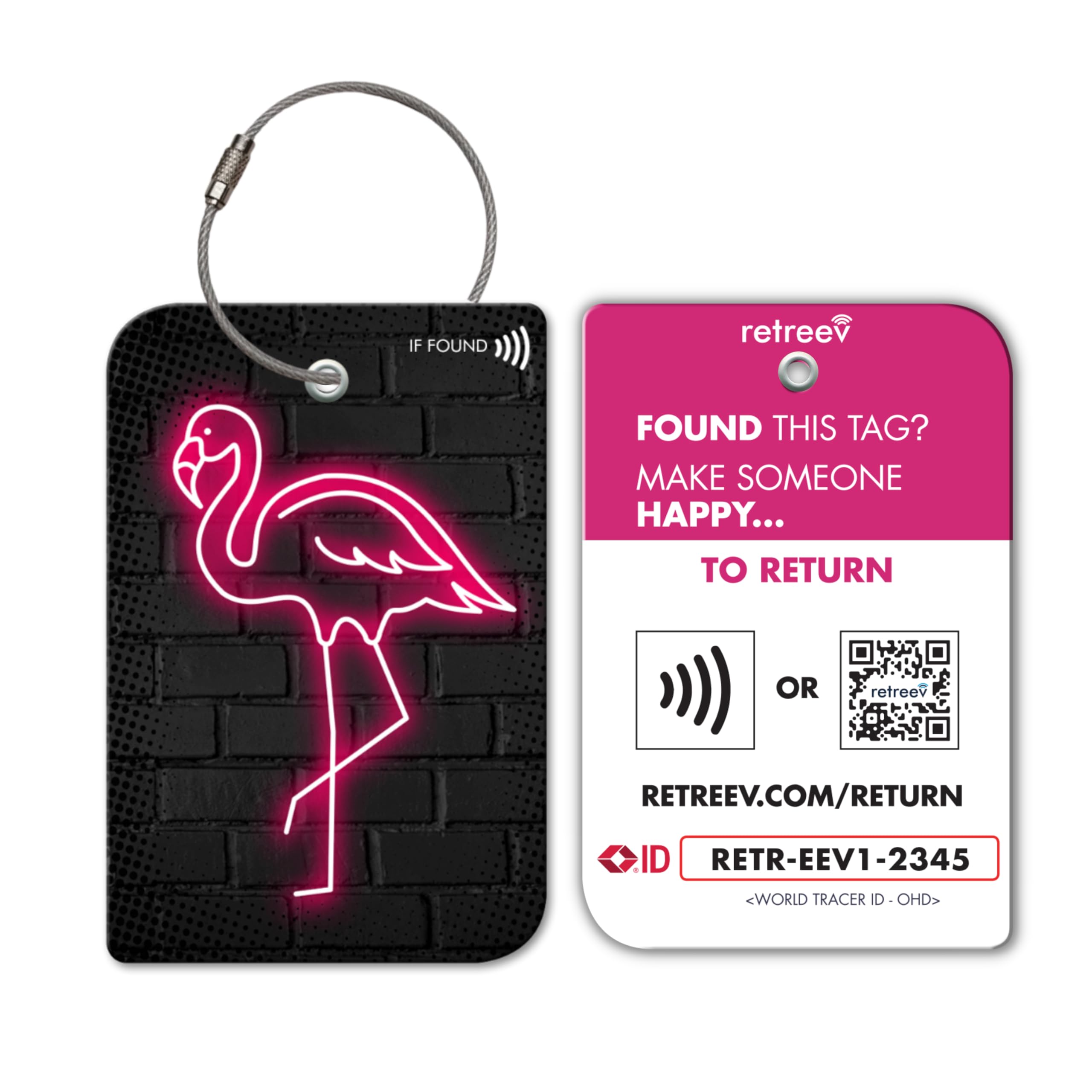 retreev™ Smart NFC & QR Code Luggage Tag: Secure Bag Retrieval, Identity Protection | Easy Setup | Supported by Airlines & Airports Worldwide
