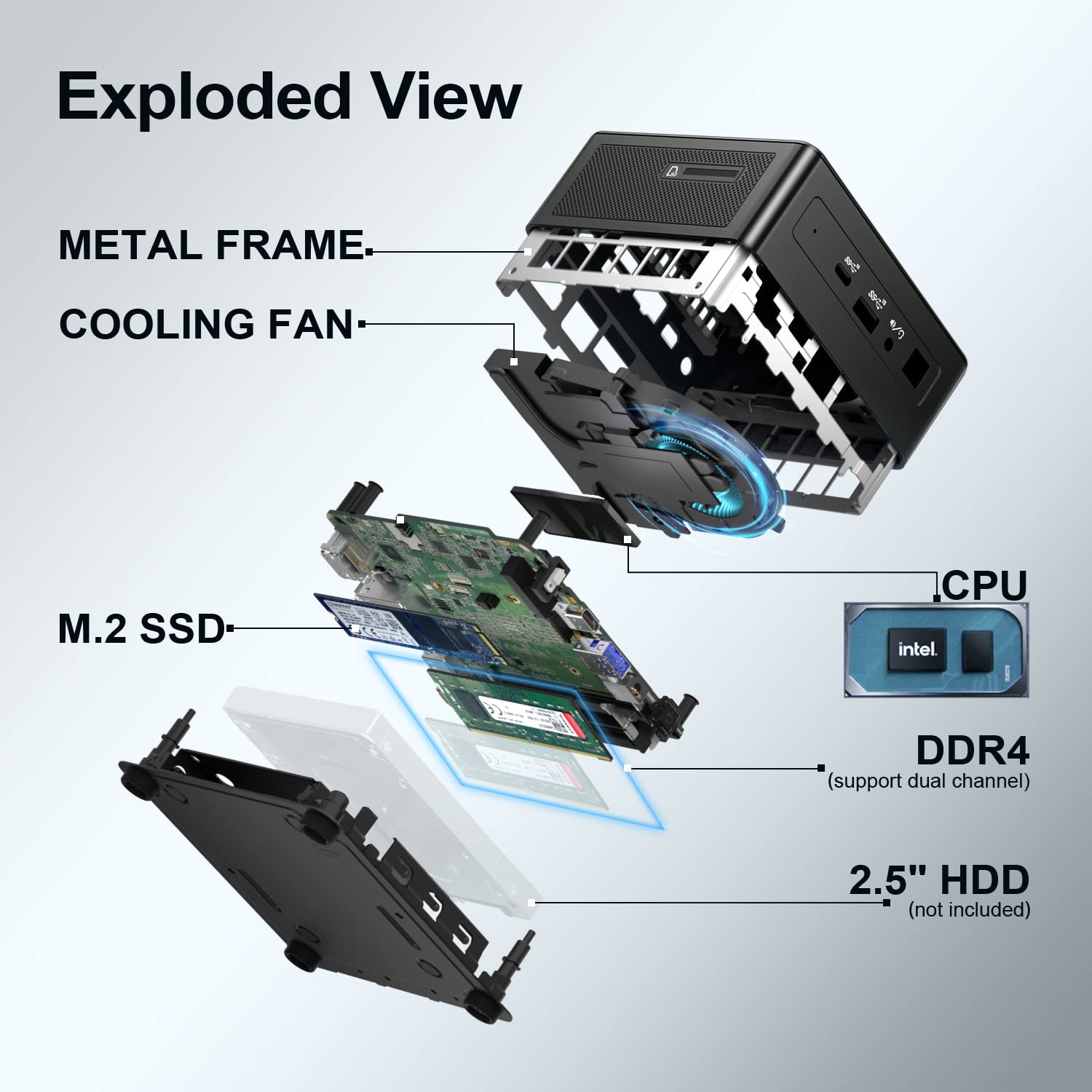 GEEKOM Mini PC, Mini IT8 SE Mini Computer with i3-8109U(Up to 3.6 GHz), 8GB Dual DDR4 256G SSD Windows 11 Pro Small Desktop Computer, Support 4K UHD, Dual WiFi, BT, HDMI for Office/Study/Home