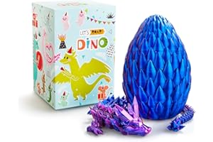 LEWELLRY 15" 3D Printed Dragon Egg,Christmas Birthday Toys, Stocking Stuffers Gift , Articulated Crystal Cool Fidget Dragon for Girls Boys Kids Ages 3,4, 5, 6,7, 8,9,10,11,12 Years Old