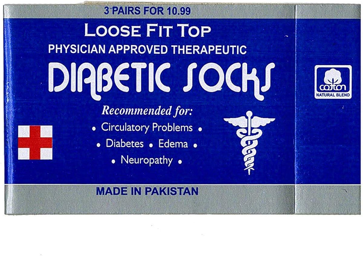 Physicians Approved Diabetic Socks Crew Unisex 3, 6 or 12-Pack: Clothing