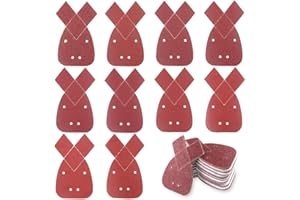 Swpeet 100 Pcs 10 Sizes Mouse Detail Sander Sanding Sheets Sandpaper with Extra 2 Tips for Replacement to Fit Black and Decke