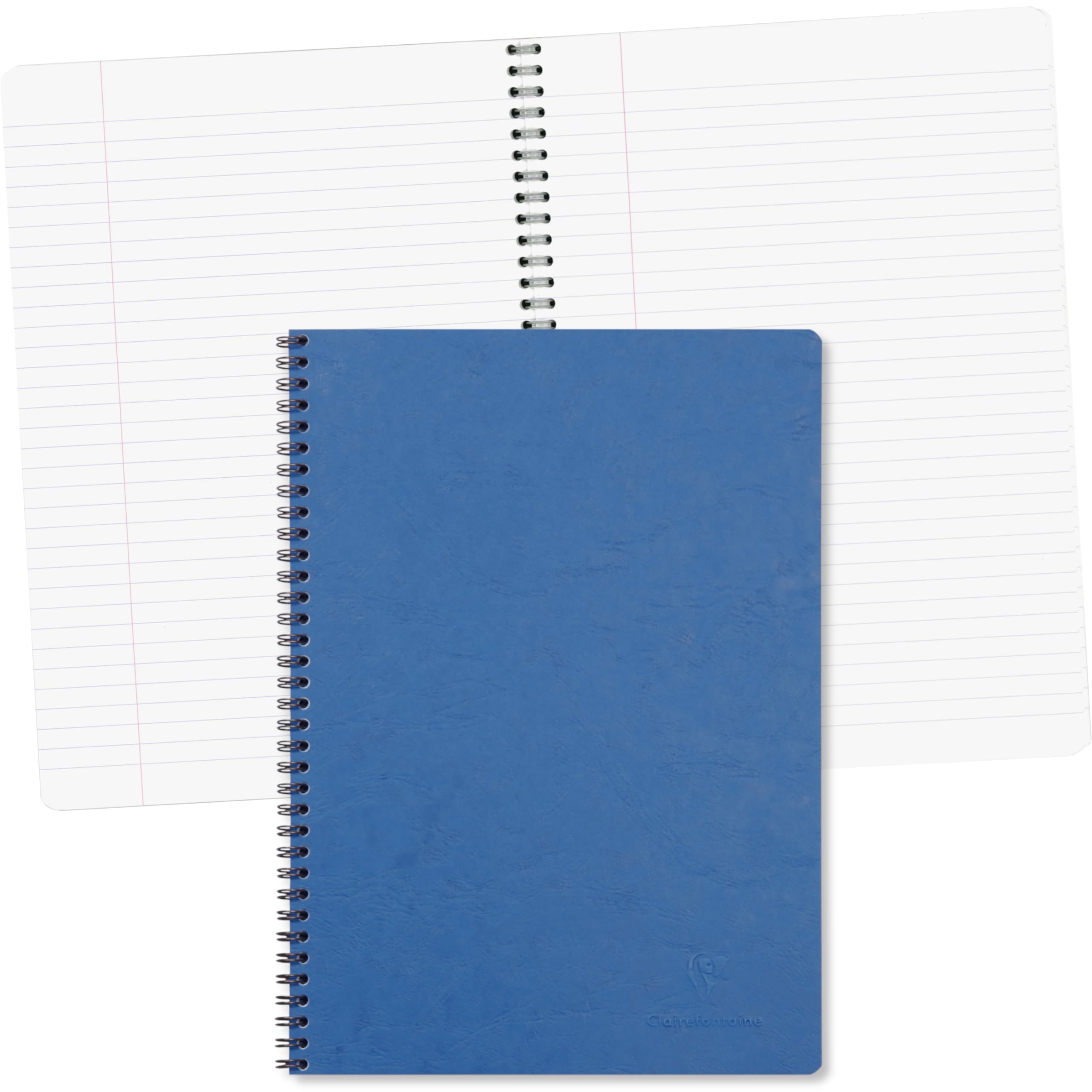 Clairefontaine 781454C Age Bag Collection Blue Spiral Notebook - A4 21x29,7cm - 100 Lined Pages w/ Margin - White Paper 90g - Glossy Card Cover Leather Grain