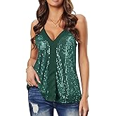 lime flare Women Sexy Sparkle All Over Sequin Cami Tank Tops