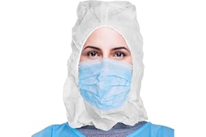 EZGOODZ White Disposable Hood Caps One Size. Pack of 100 Disposable Bouffant Hoods. 18 GSM Polypropylene Disposable Hoods with Elastic Band. Well-Ventilated Protective Caps Hoods Hairnets Unisex