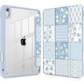 Tuiklol Case for iPad 11 inch (A16 Chip) 2025 Gen 11th / iPad 10.9 inch 2022 10th Gen, Buit in Pencil Holder with Shockproof Cover Clear Transparent Back Shell Auto Wake/Sleep, Patchwork Floral