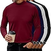 Neer 4 Pack Men's Mock Neck Shirts, Long Sleeve Turtleneck Pullover Tops Slim Fit Casual T Shirts Lightweight Basic Sweaters