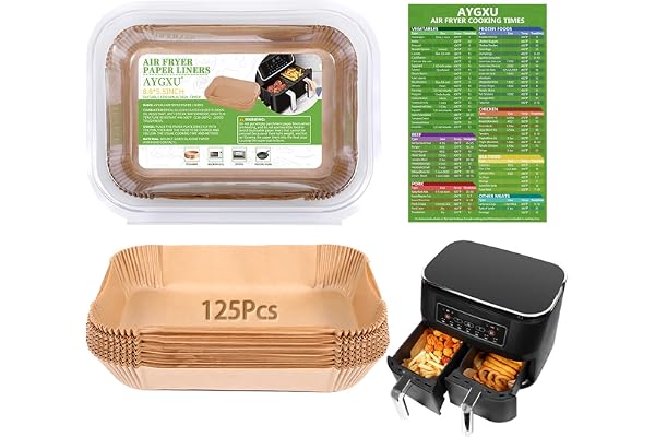 AYGXU Air Fryer Paper Liners, Disposable Liner for Ninja Dual Fryer, Parchment Paper, Food Grade and Baking Waterproof Oil Pr