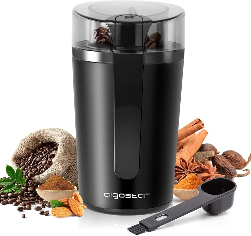 Aigostar Coffee Grinder Electric 200W Removable Lid Stainless Steel Blades
