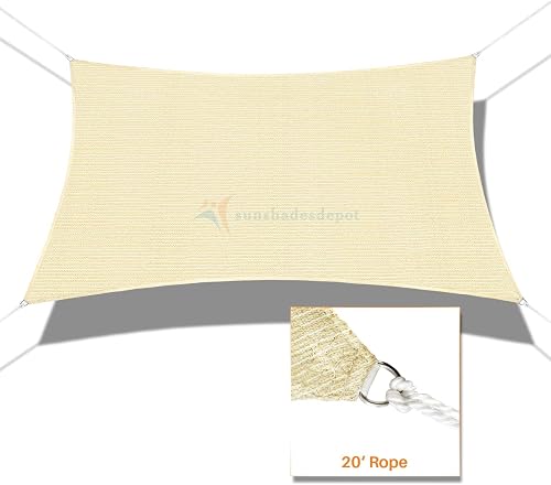 TANG 8' x 12' Sun Shade Sail Rectangle Outdoor Canopy UV Block Sunshades for Patio, Square Shade Cloth for…