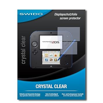 SWIDO® Displayschutzfolie für Nintendo 2DS [3 Stück] Kristall-Klar, Extrem Kratzfest, Schutz vor Öl, Staub und Kratzer/Glasfo