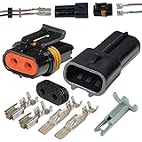 2 Pin Delphi Metri-Pack Waterproof Connector 10-12awg Terminals and Seals 46Amp (10-12 GA (1set))