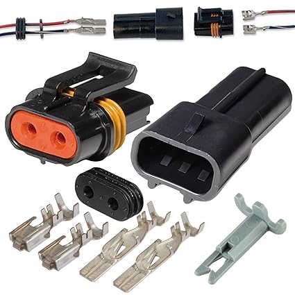 2 Pin Delphi Metri Pack Waterproof Connector 10 12awg Terminals And Seals 46amp 10 12 Ga 1set