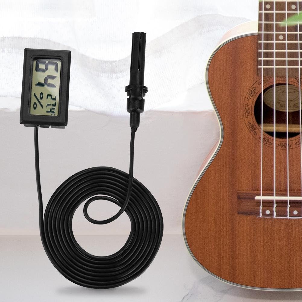 Thermometer Hygrometer Digital, Practical Temperature Humidity Meter LCD Hygrometer Thermometer for Violin Guitar Ukulele Case Instrument Care (Black) - Image 4