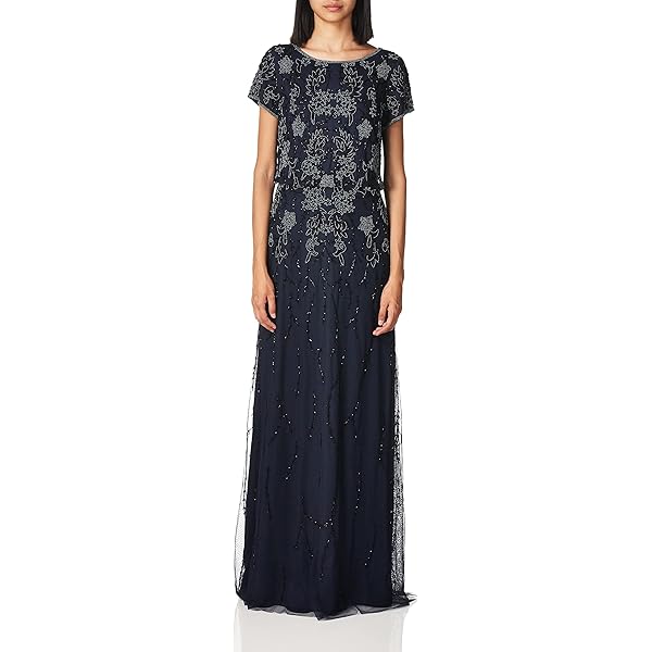 Amazon.com: Adrianna Papell Women's Long Sleeve Bead Dress | Floor Length  Formal Gown with Intricate Beading & 3/4 Length Sleeves, Midnight 4 :  Clothing, Shoes & Jewelry