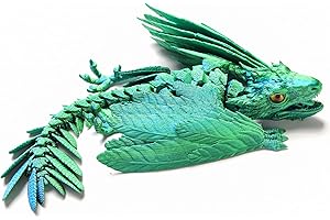 UYRZWEK Feathered Wyvern Dragon，3D Printed Dragon with Wings，Articulated Dragon，Fidget Toy Surprise，Desktop Pet (Green)