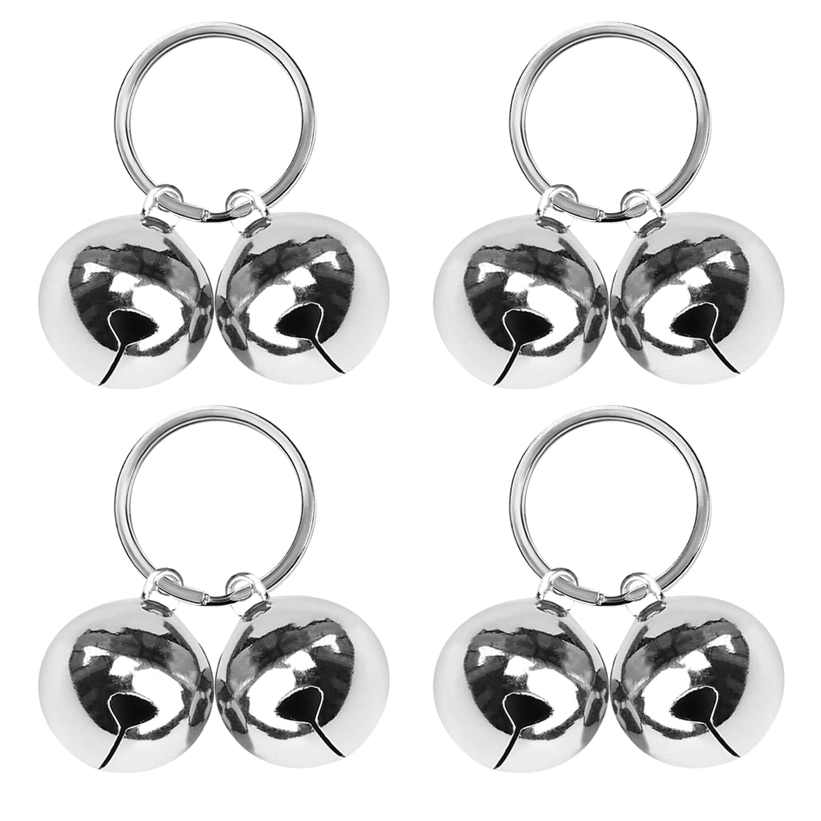 TOAOB Pack of 8 25 mm Pet Cat Bells Tracker Bell Small Dog Collar Handmade Hanging Vintage Bells with 4 Pendant Key Ring Pet Accessories, Metal
