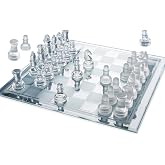 Gamie Premium Glass Chess Set, 10 Inch - Elegant Design - Durable Build - 32 Frosted and Clear Pieces - Felted Bottoms - Easy to Carry - Stable &amp; Fully Functional for Chess Lovers