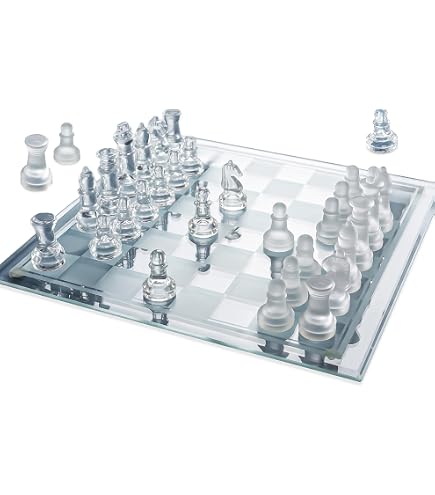 Elegant Glass Chess Set With 14-Inch Board – Perfect For Games, Gifts, Or Prizes