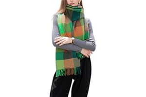 2025 Women’s Faux Cashmere Plaid Scarf - Korean Style Pleated Long Scarf Wrap, Versatile Warm Winter Shawl