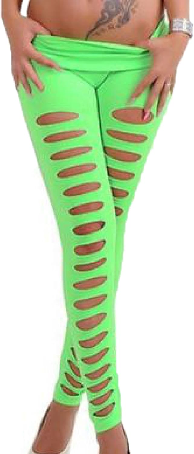 Solid Color 9 Point Of Length Slim Leggings With Hole Sexy Long Pants