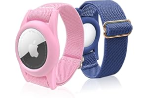 HOKEEA AirTag Bracelet for Kids, AirTag Holder with Elastic Wristband, Anti-Lost Watch Band for Apple Air Tag, Adjustable Strap for Toddler 2 Pack
