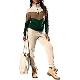UOUA Women's 2 Piece Set Tracksuit Long Sleeve Zip Jacket & Jogger Pants Workout Lounge Casual Outfit Sweatsuits