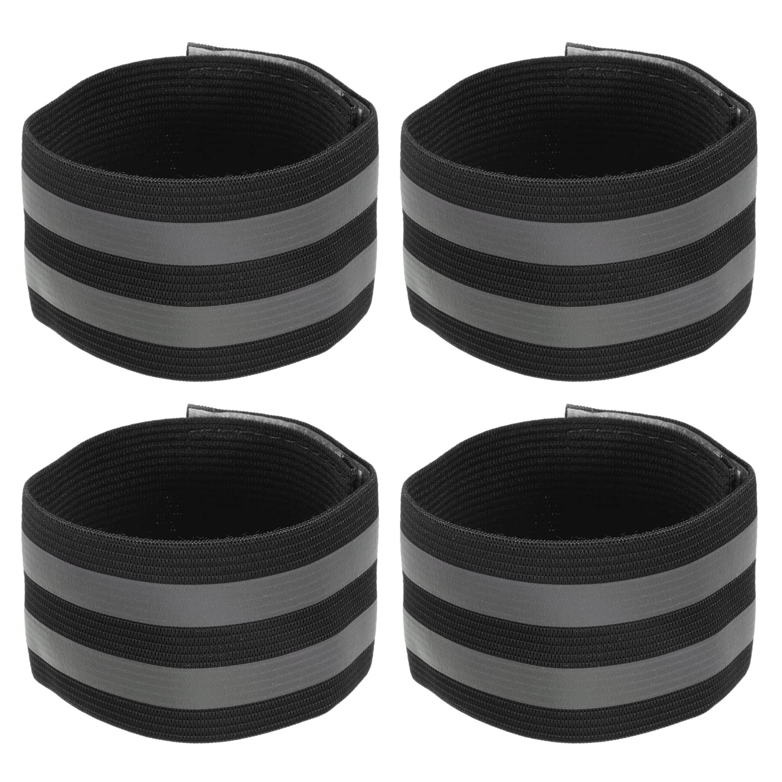 M METERXITY 4 Pack Reflective Bands - Safety Reflector Tape Strip, High Visibility Reflective Running Gear, Apply to Cycling Running Night Walking(10x2 Inch, Black)