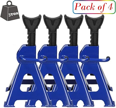 Amazon Fr Feidak Lot De 4 Chandelles De Levage Pour Voiture Caravane Capacite De 3 Tonnes En Acier Robuste Support De Voiture A Liberation Rapide Reglage A Cliquet Pour Garage Atelier Atelier