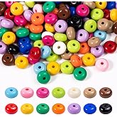 Niziky 500PCS 8mm Acrylic Lentil Beads, Mix Color Abacus Beads Loose Beads for Crafts, Acrylic Spacer Beads for Jewelry Bracelet Necklace Making, Beads for Pens Charms Crafts