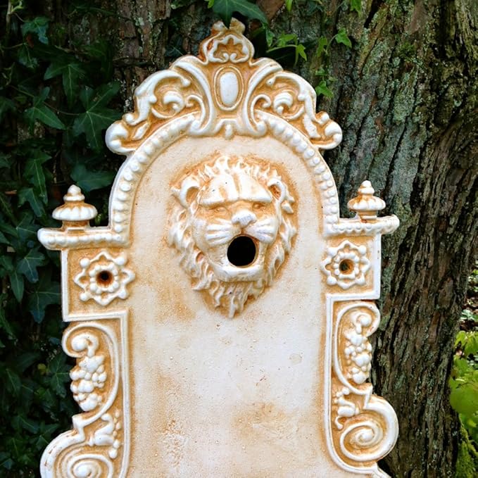 Gartenbrunnen Zapfstelle Wandbrunnen Mediterran Lowe Wasserbecken Italienisch