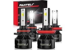 FANTELI MIFMIA 9005+H11 Combo 6500K Cool White 34000LM 800% Brightness, Backup 1:1 Size Plug and Play IP68 Waterproof Off-Road Fog Light Bulbs, Pack of 2