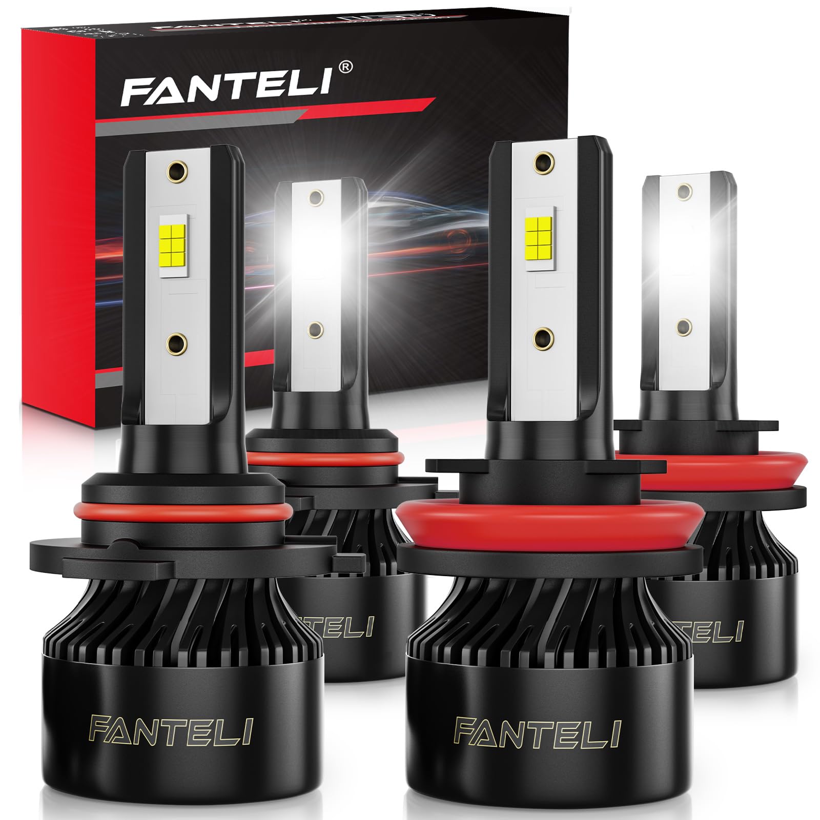 Photo 1 of FANTELI ??? & ???? Bulbs Combo, 6500K Cool White 68000LM 800% Brightness, Backup 1:1 Size Plug and Play IP68 Waterproof Off Road Fog Lights, Pack of 4