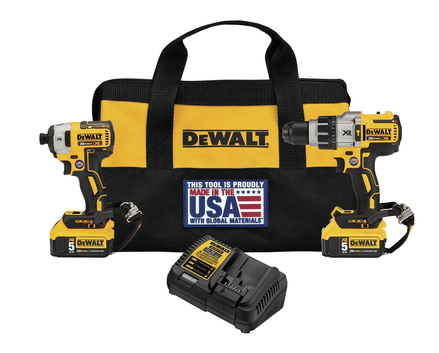 DEWALT DCK299P2LR 20V Max XR Hammerdrill/Impact Driver Combo Kit with Lanyard Ready Attachment Points