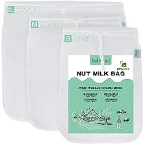 Sacs à Lait Végétal Réutilisables En Nylon - 3 Tailles (20x20cm, 20x30cm, 30x30cm) - Pour Lait D'amande, Jus, Fromage, Vin - Lavables Machine