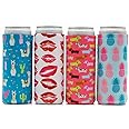 Party Girl Kim Slim Can Coolers - Neoprene Insulated Slim Can Cooler for Tall Skinny 12oz Cans like Truly Hard Seltzers and Red Bull - 4 Pack