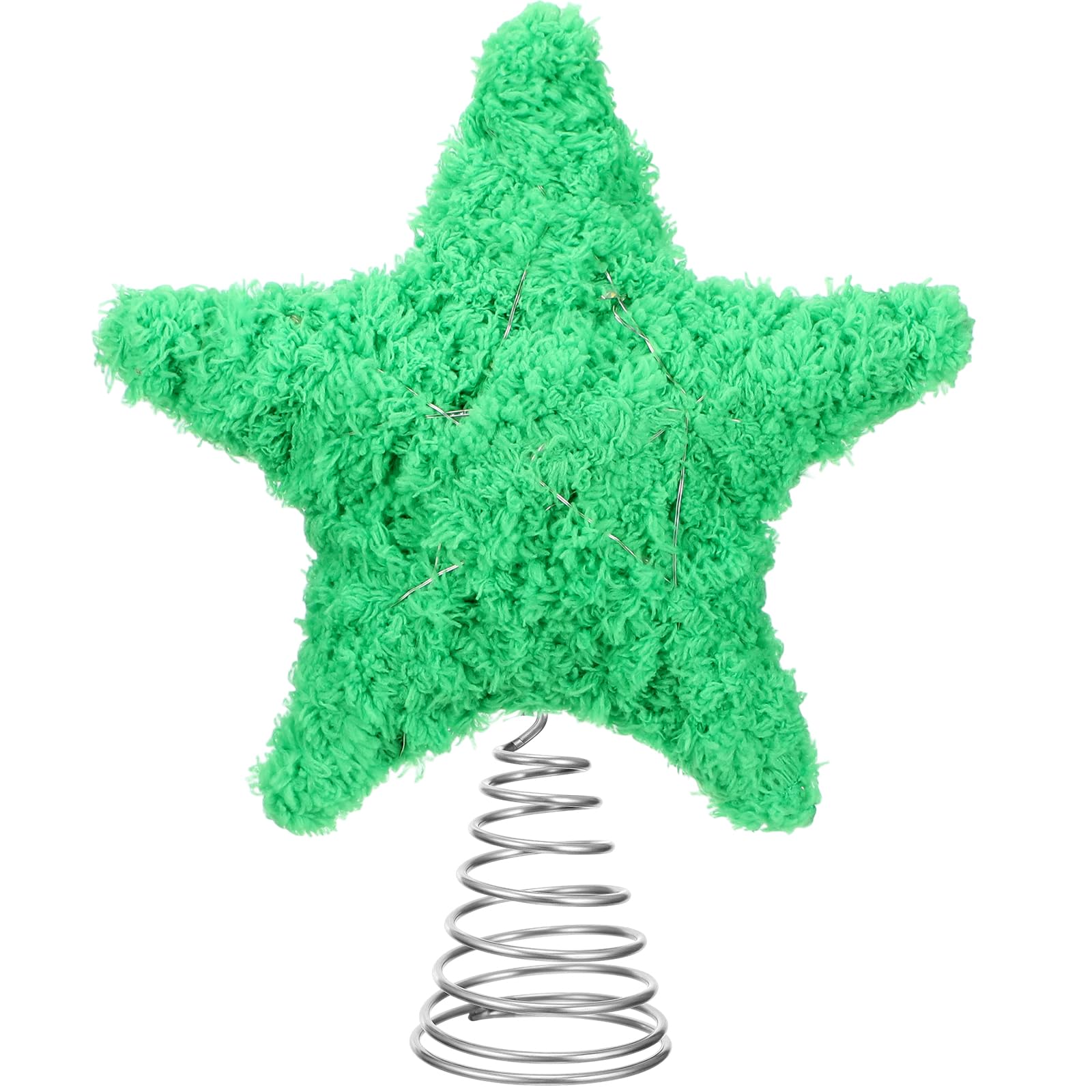 Photo 1 of Soulchen Green Christmas Star Tree Topper Star with LED Light Fluffy Christmas Ornaments for Xmas Tree Decor Holiday Party Decorations