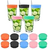 10PCS Drink Covers for Alcohol Protection - Washable Silicone Cup Covers with Straw Hole, Perfect for Parties, Bars or Clubs, Reusable Drink Protector for Women Fit Most Cup (5 Colors)