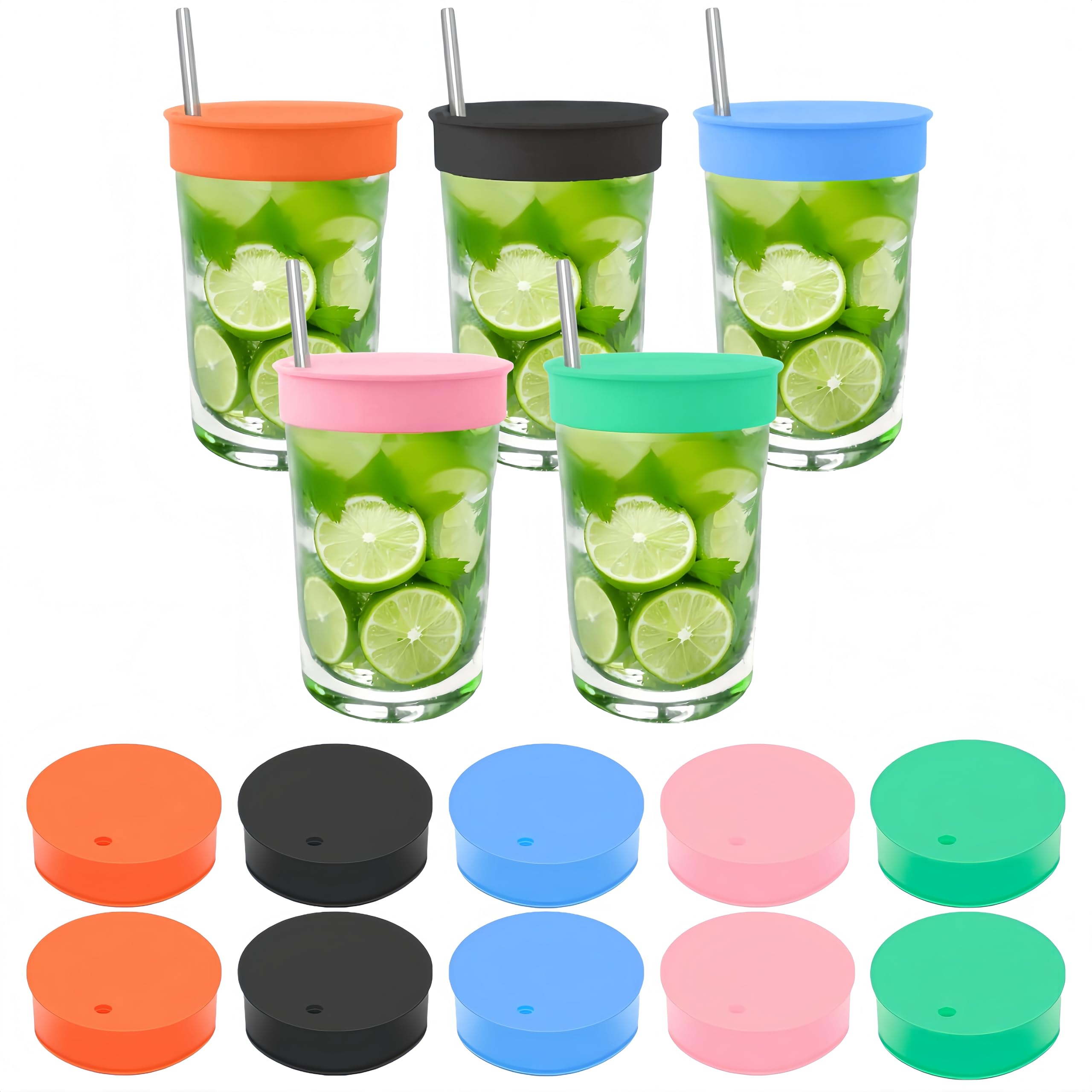 Photo 1 of 10PCS Drink Covers for Alcohol Protection - Washable Silicone Cup Covers with Straw Hole, Perfect for Parties, Bars or Clubs, Reusable Drink Protector for Women Fit Most Cup (5 Colors)