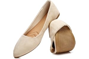 HEAWISH Women’s Black Flats Shoes Comfortable Suede Pointed Toe Slip On Casual Ballet Flats Dress Shoes Nude Flats