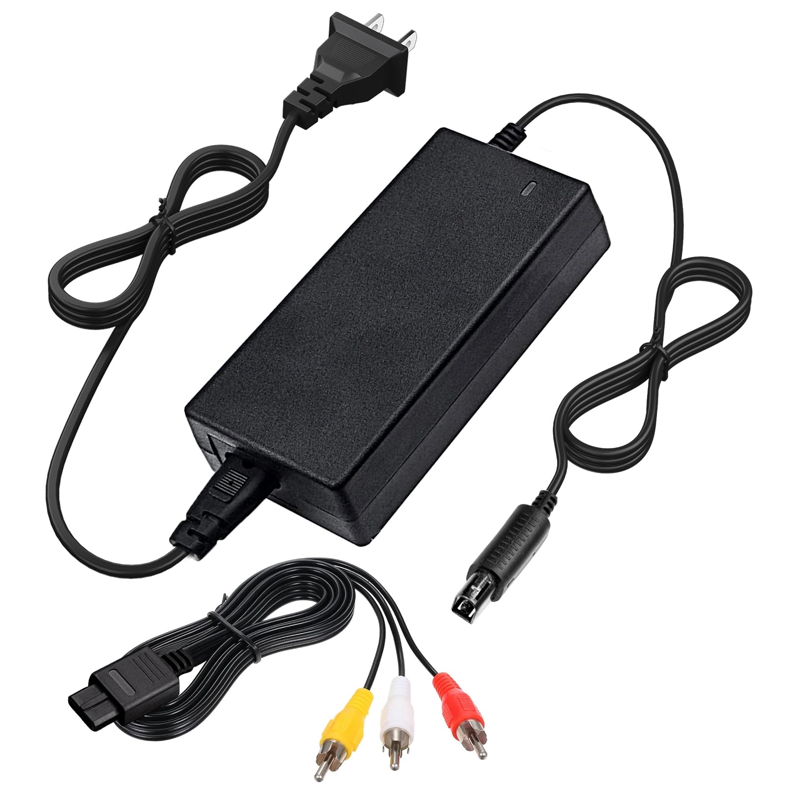 Power Supply and AV Cable for Gamecube, NGC AC Power Adapter & AV Cable Set, Power Cord Compatible with Nintendo Gamecube Console