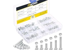 Mardatt 45 Set Square Head Bolt with Hex Nut Assortment Kit, M6 x 10/12/ 16/20/ 25/ 35mm Fully Thread Carbon Steel Galvanized