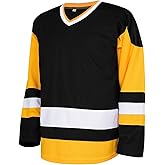 Rioofinx Mens Blank Ice Hockey Jersey Long-Sleeved Practice Hockey Jersey,S-3XL