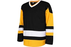 Rioofinx Mens Blank Ice Hockey Jersey Long-Sleeved Practice Hockey Jersey,S-3XL