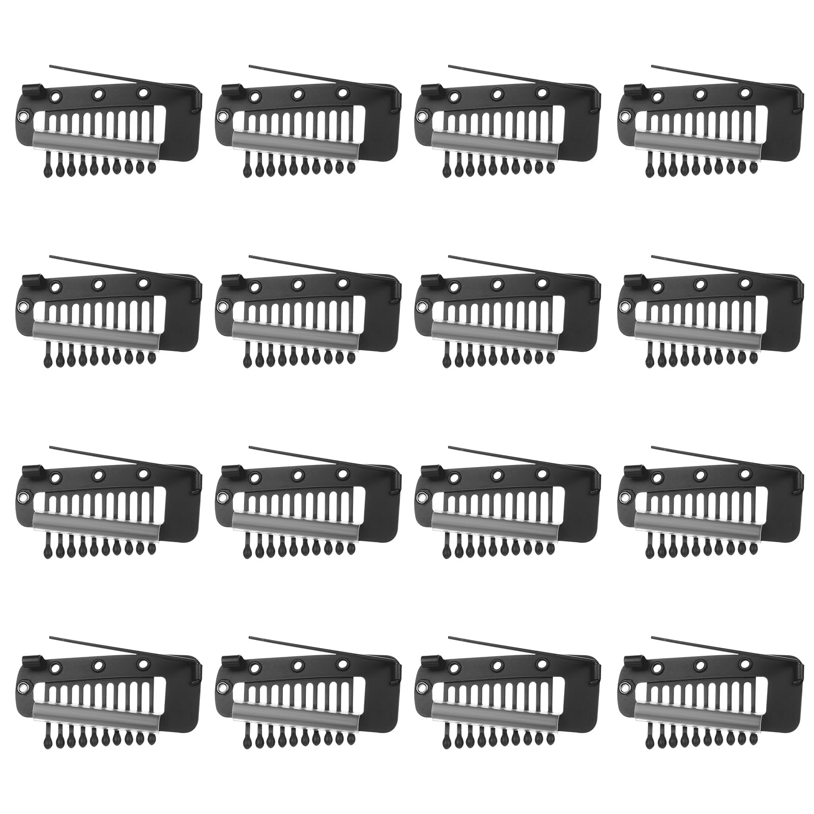 Photo 1 of 16Pcs Wig Clip with Safety Pins 10-Teeth Hair Extension Snap Invisible Wig Clips to Secure Wigs No Sew Strong Fixed Wigs Combs Setting Clips for Women Girls (Black)