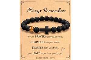 PADERAST Christian Graduation Gifts for Men, Baptism First Communion Confirmation Gifts Religious Cross Bracelet for Man Him Son Grandson Dad Father Brother Godfather Grandfather Husband, Inspirational Faith Based Jesus Bracelets