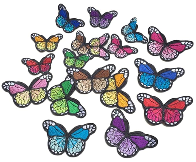 Blue Vesse 10 STK Stickerei Bunte Schmetterling Nähen Patch Abzeichen Tasche Hut von Jeans Kleid Applique Handwerk Cheongsam
